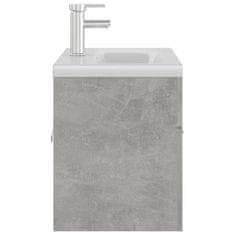 Vidaxl Omarica za umivalnik z vgradnim umivalnikom betonsko siva