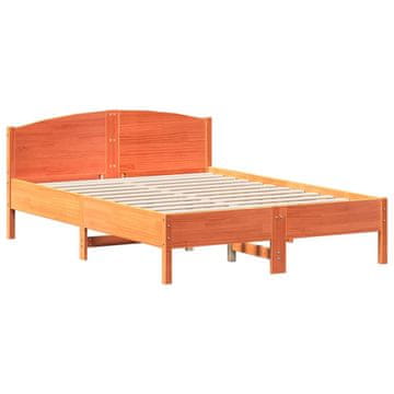 Vidaxl Posteljni okvir brez vzmetnice voščeno rjav 135x190 cm borovina