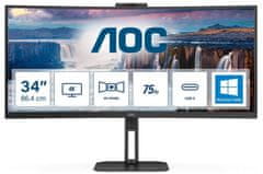 AOC CU34V5CW monitor, WQHD, VA, 100 Hz, USB-C