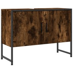 Greatstore Kopalniška omarica za umivalnik dim. hrast 80x33x60 cm inž. les