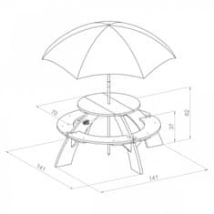 AXI Leseni večnamenski komplet okrogla miza + klopi + dežnik