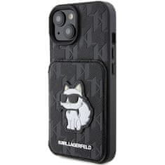 Karl Lagerfeld Ovitek Karl Lagerfeld za iPhone 15 - Black Saffiano Cardslots and Stand Monogram Choupette