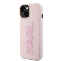 Karl Lagerfeld Ovitek Karl Lagerfeld za iPhone 15 - Pink 3D Rubber Glitter Logo