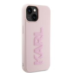Karl Lagerfeld Ovitek Karl Lagerfeld za iPhone 15 - Pink 3D Rubber Glitter Logo