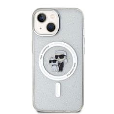 Karl Lagerfeld Ovitek Karl Lagerfeld za iPhone 15 - Transparent Karl&Choupette Glitter MagSafe