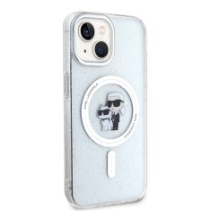 Karl Lagerfeld Ovitek Karl Lagerfeld za iPhone 15 - Transparent Karl&Choupette Glitter MagSafe