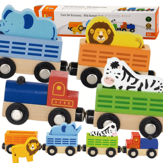 Viga Toys Komplet dodatkov za vlak - vlak z divjimi živalmi Zoo