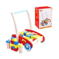 Tooky Toy Leseni otroški voziček + kocke 23 el.