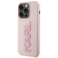 Karl Lagerfeld Ovitek Karl Lagerfeld za iPhone 15 Pro - Pink 3D Rubber Glitter Logo