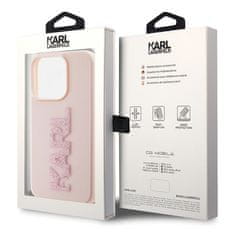 Karl Lagerfeld Ovitek Karl Lagerfeld za iPhone 15 Pro - Pink 3D Rubber Glitter Logo
