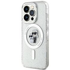 Karl Lagerfeld Ovitek Karl Lagerfeld za iPhone 15 Pro Max - Transparent Karl&Choupette Glitter MagSafe