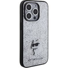 Karl Lagerfeld Ovitek Karl Lagerfeld za iPhone 15 Pro Max - Silver Fixed Glitter Choupette Logo Metal Pin