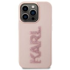 Karl Lagerfeld Ovitek Karl Lagerfeld za iPhone 15 Pro Max - Pink 3D Rubber Glitter Logo