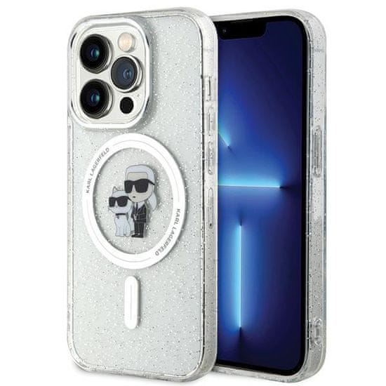 Karl Lagerfeld Ovitek Karl Lagerfeld za iPhone 15 Pro Max - Transparent Karl&Choupette Glitter MagSafe