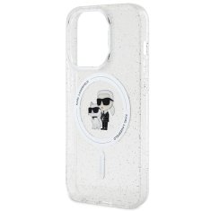 Karl Lagerfeld Ovitek Karl Lagerfeld za iPhone 15 Pro - Transparent Karl&Choupette Glitter MagSafe