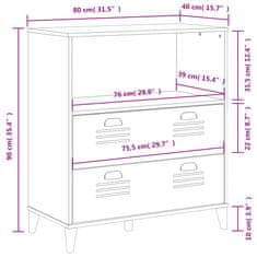 Greatstore Knjižna omara VIKEN črna 80x40x90 cm trdna borovina