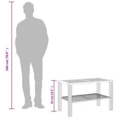 Greatstore Vrtna miza črna 70x38x42 cm poli ratan in akacijev les