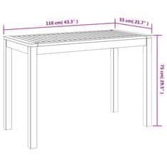 Vidaxl Vrtna jedilna miza 110x55x75 cm trden akacijev les