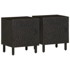 Greatstore Nočna omarica 2 kosa črna 40x33x46 cm trdna borovina