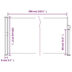 Greatstore Zložljiva stranska tenda črna 120x300 cm
