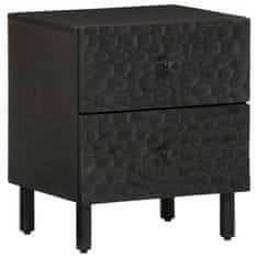 Greatstore Nočna omarica črna 40x33x46 cm trden mangov les