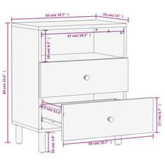 Greatstore Nočna omarica črna 50x33x60 cm trden mangov les