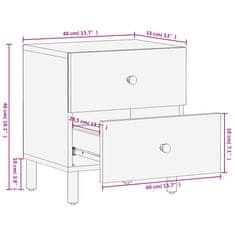 Greatstore Nočna omarica črna 40x33x46 cm trden mangov les