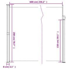 Greatstore Zložljiva stranska tenda antracitna 200x600 cm