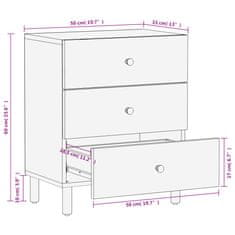 Greatstore Nočna omarica črna 50x33x60 cm trden mangov les