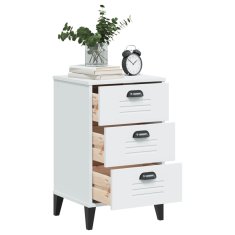 Greatstore Nočna omarica VIKEN bela trdna borovina