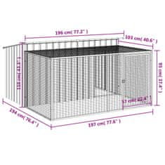 Vidaxl Pasja uta z izhodom antracitna 197x194x110 cm pocinkano jeklo