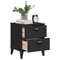 Greatstore Nočna omarica VIKEN črna trdna borovina