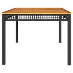 Greatstore Vrtna miza črna 180x90x75 cm poli ratan in akacijev les