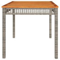 Greatstore Vrtna miza siva 140x80x75 cm poli ratan in akacijev les