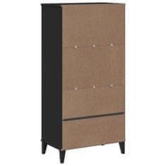 Greatstore Knjižna omara VIKEN črna 60x35x123 cm trdna borovina
