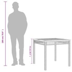 Greatstore Vrtna miza črna 80x80x75 cm poli ratan in akacijev les