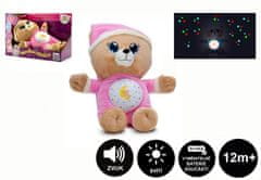 Teddies Medvedek roza plišasti 32cm na baterije s svetlobo in zvokom v škatli 12m+