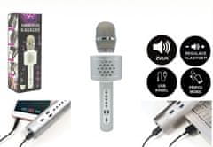 Teddies Mikrofon za karaoke Bluetooth s srebrno baterijo in kablom USB