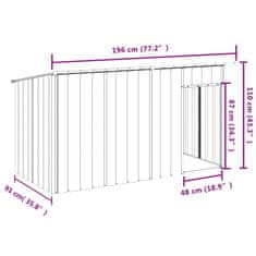 shumee Pasja uta s streho antracitna 196x91x110 cm pocinkano jeklo