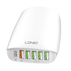 LDNIO Omrežni polnilec A6573C EU 5USB, USB-C 65W + napajalni kabel