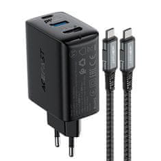 AceFast A17 omrežni polnilec, 65W GaN + kabel USB-C (črn)