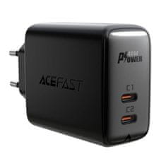 AceFast A9 omrežni polnilec, 2x USB-C, PD 40W (črn)