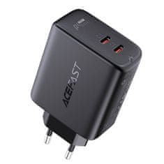 AceFast A9 omrežni polnilec, 2x USB-C, PD 40W (črn)