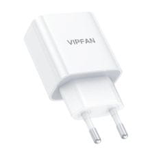 Vipfan E04 omrežni polnilnik, USB-C, 20 W, QC 3.0 (bela)