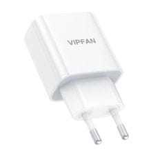 Vipfan  E04 omrežni polnilnik, USB-C, 20 W, QC 3.0 + kabel USB-C (bel)