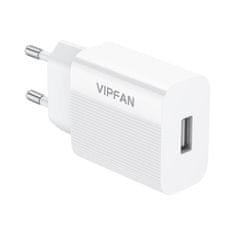 Vipfan E01 omrežni polnilnik, 1x USB, 2,4A + kabel Lightning (bela)