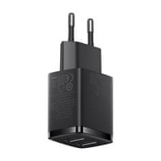 BASEUS kompaktni hitri polnilec, 2x USB, 10,5 W (črn)