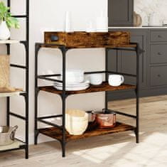 Greatstore Kuhinjski voziček dimljen hrast 81,5x41x92,5 cm inženirski les