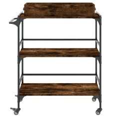 Greatstore Kuhinjski voziček dimljen hrast 81,5x41x92,5 cm inženirski les