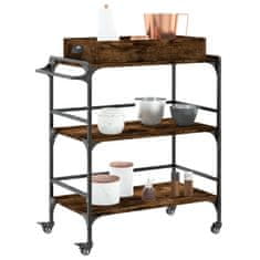 Greatstore Kuhinjski voziček dimljen hrast 81,5x41x92,5 cm inženirski les